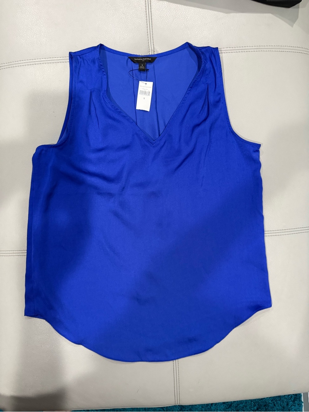 Banana Republic Factory Royal Blue V-Neck Sleeveless Silk-Blend Top